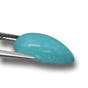 Turquesa azul natural 4,42ct, formato de pêra, opaco
