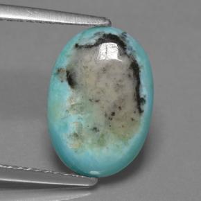 Turquesa azul natural 2,72ct, corte oval, opaco