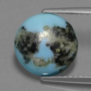Turquesa azul natural 2,87ct, corte redondo, opaco