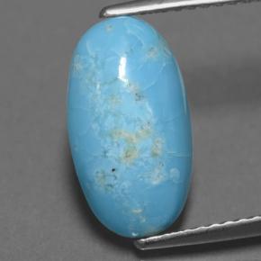 Turquesa azul natural 2,85ct, corte oval, opaco