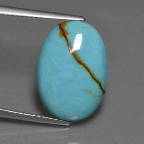 Turquesa azul natural 7,75ct, corte oval, opaco