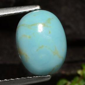 Turquesa azul natural 1,72ct, corte oval, opaco