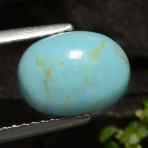 Turquesa azul natural 1,72ct, corte oval, opaco