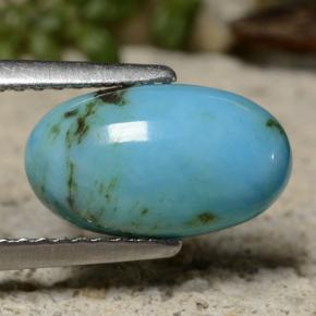 Turquesa azul natural 1,95ct, corte oval, opaco