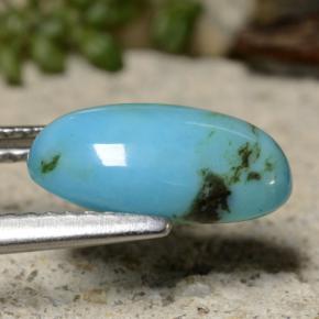 Turquesa azul natural 1,95ct, corte oval, opaco