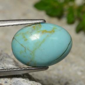 Turquesa azul natural 2,15ct, corte oval, opaco