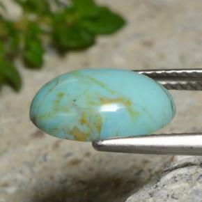 Turquesa azul natural 2,15ct, corte oval, opaco