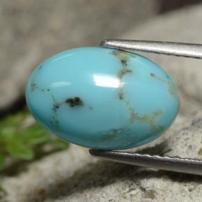 Turquesa azul natural 3,64ct, corte oval, opaco