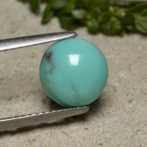 Turquesa azul natural 1,95ct, corte redondo, opaco