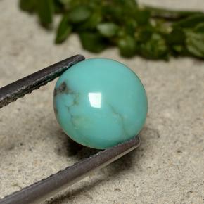 Turquesa azul natural 1,95ct, corte redondo, opaco