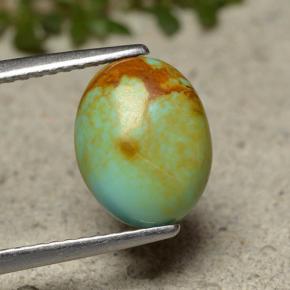 Turquesa verde natural 1,91ct, corte oval, opaco