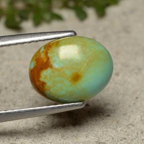 Turquesa verde natural 1,91ct, corte oval, opaco