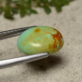 Turquesa verde natural 1,91ct, corte oval, opaco