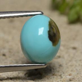 Turquesa azul natural 2,00ct, corte oval, opaco