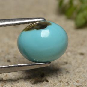 Turquesa azul natural 2,00ct, corte oval, opaco