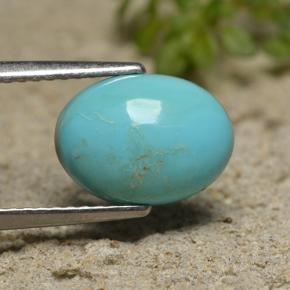 Turquesa azul natural 2,15ct, corte oval, opaco