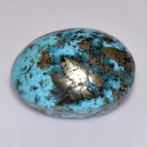 Turquesa azul natural 23,38ct, corte oval, opaco