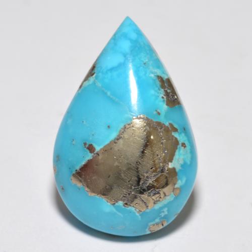 Turquesa turquesa natural 12,80ct, formato de pêra, opaco