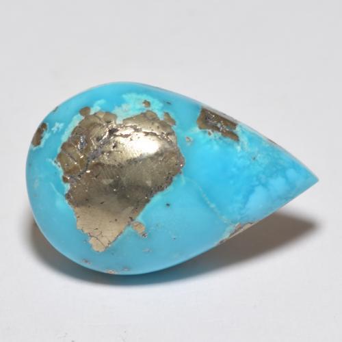 Turquesa turquesa natural 12,80ct, formato de pêra, opaco
