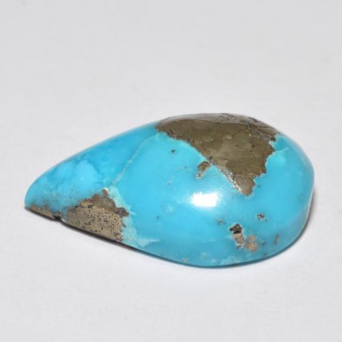 Turquesa turquesa natural 12,80ct, formato de pêra, opaco
