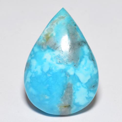 Turquesa turquesa natural 14,11ct, formato de pêra, opaco