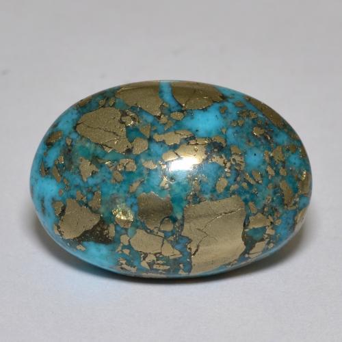Turquesa turquesa natural 17,42ct, corte oval, opaco