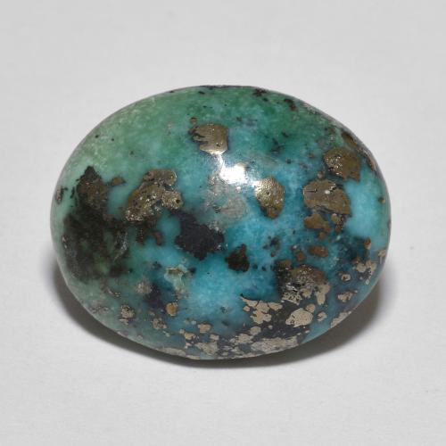 Turquesa turquesa natural 10,61ct, corte oval, opaco