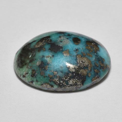 Turquesa turquesa natural 10,61ct, corte oval, opaco