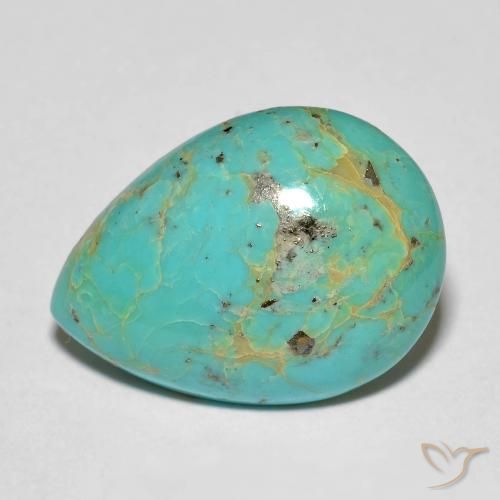 Turquesa turquesa natural 10,77ct, formato de pêra, opaco