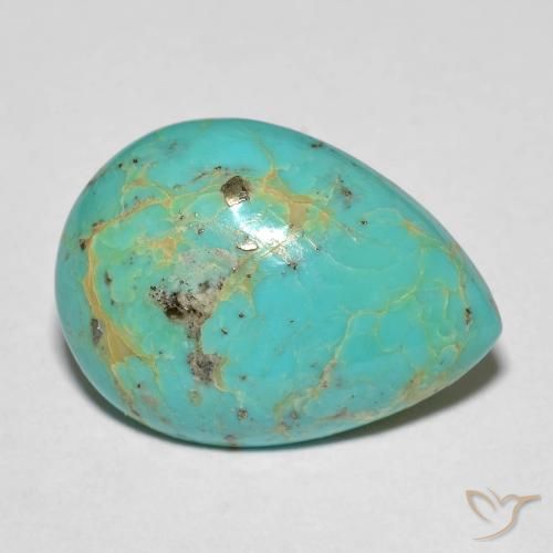 Turquesa turquesa natural 10,77ct, formato de pêra, opaco