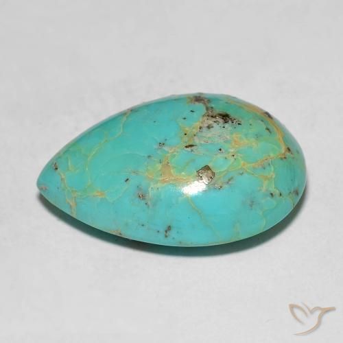Turquesa turquesa natural 10,77ct, formato de pêra, opaco