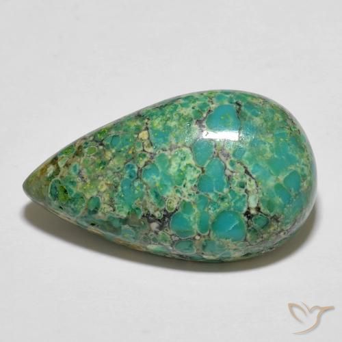 Turquesa azul natural 12,05ct, formato de pêra, opaco