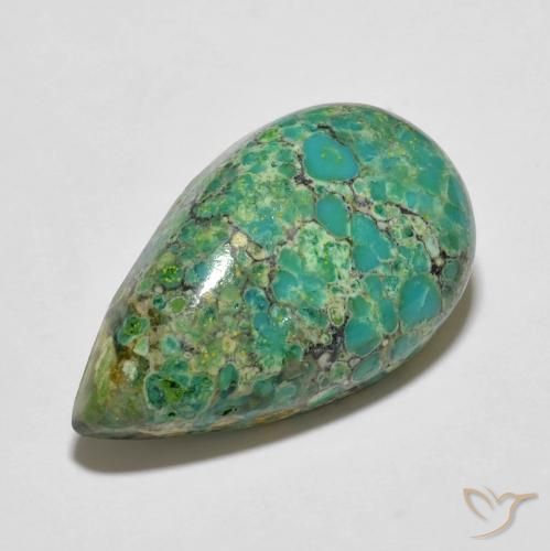 Turquesa azul natural 12,05ct, formato de pêra, opaco