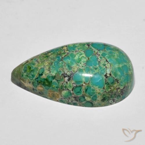 Turquesa azul natural 12,05ct, formato de pêra, opaco