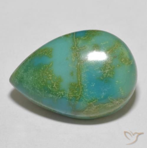 12.52ct Natural Verde azulado Turquesa, Formato de pêra, Opaco