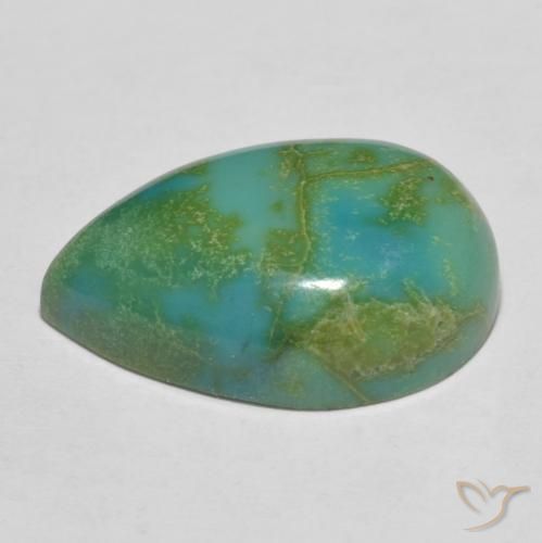 Turquesa Verde azulado Natural 12.52ct, Formato de pêra, Opaco