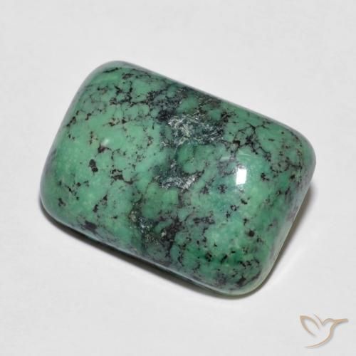 Turquesa verde natural 7,83ct, almofada cortada, opaco