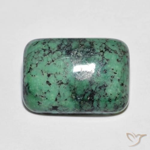Turquesa verde natural 7,83ct, almofada cortada, opaco