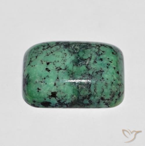 Turquesa verde natural 7,83ct, almofada cortada, opaco