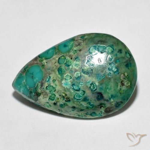 Turquesa turquesa natural 6,76ct, formato de pêra, opaco