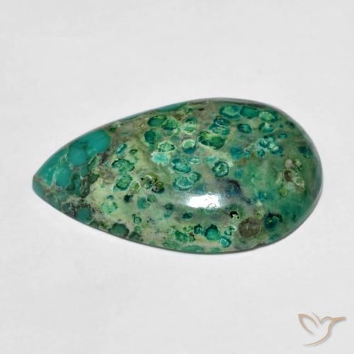 Turquesa turquesa natural 6,76ct, formato de pêra, opaco