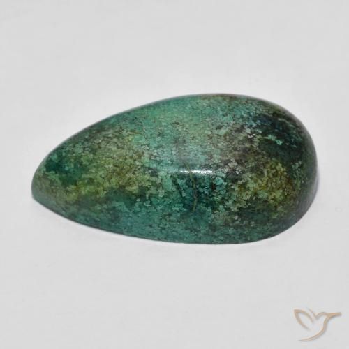 Turquesa Verde escuro azul Natural 8.44ct, Formato de pêra, Opaco