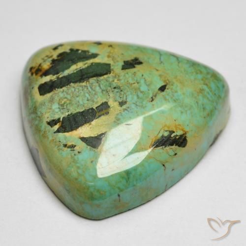 Turquesa verde natural 18,87ct, trillion, opaco