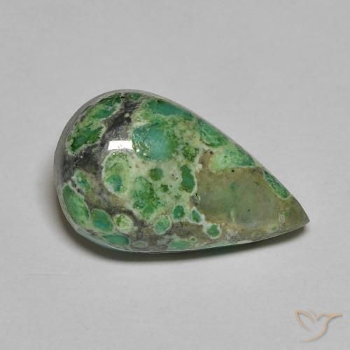 Turquesa Verde escuro Natural 3.29ct, Formato de pêra, Opaco