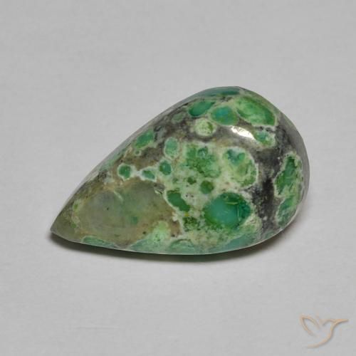 Turquesa Verde escuro Natural 3.29ct, Formato de pêra, Opaco