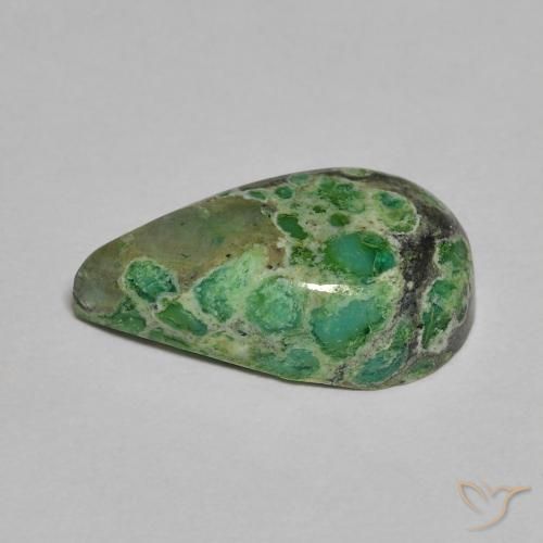 Turquesa Verde escuro Natural 3.29ct, Formato de pêra, Opaco