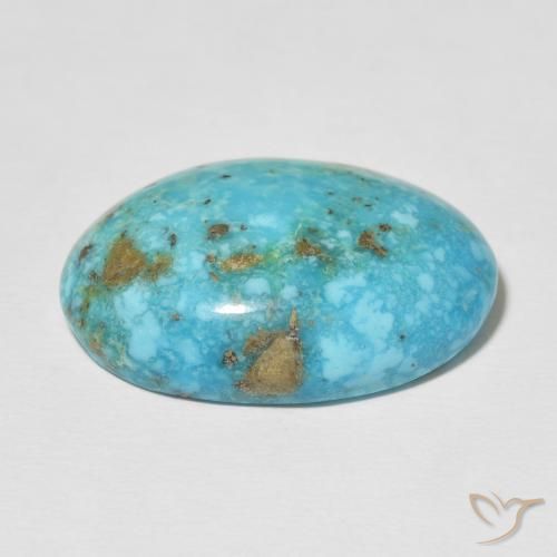 Turquesa Azul Esverdeado Médio Natural 37.69ct, oval, Opaco