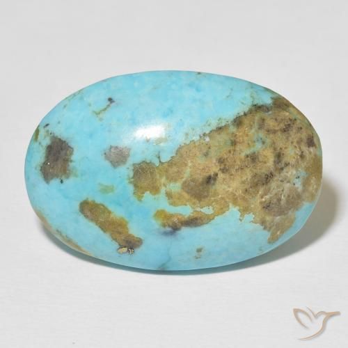 Turquesa turquesa natural 33,51ct, corte oval, opaco