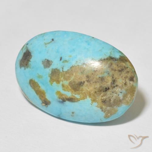Turquesa turquesa natural 33,51ct, corte oval, opaco