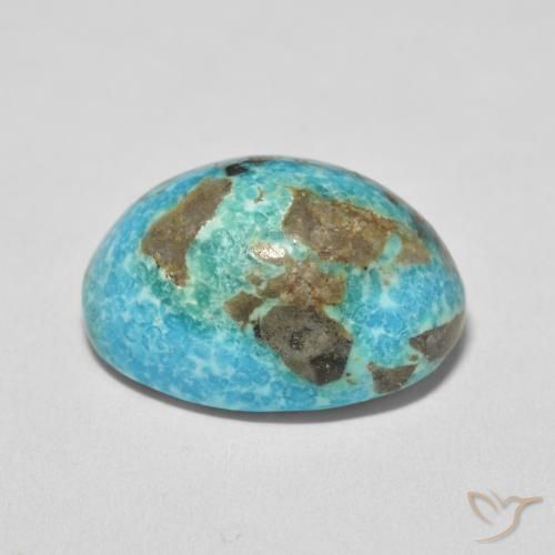 Turquesa Azul Esverdeado Médio Natural 27.47ct, oval, Opaco